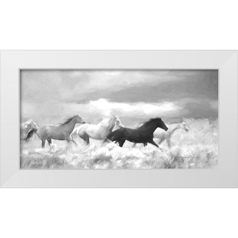 Mustang Herd I BW White Modern Wood Framed Art Print by Murdock, Ramona