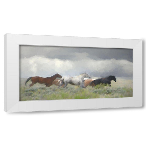 Mustang Herd II White Modern Wood Framed Art Print by Murdock, Ramona