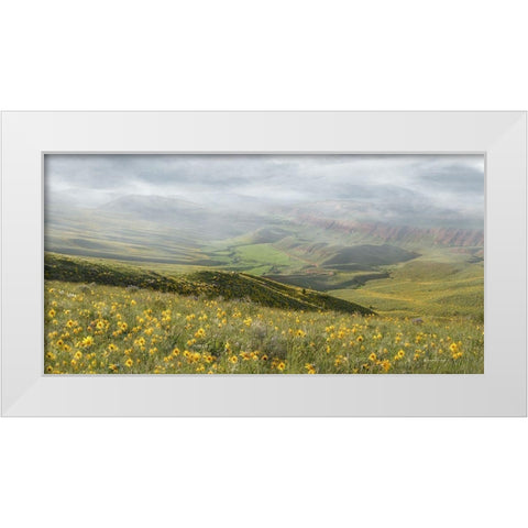 Sunflower Overlook White Modern Wood Framed Art Print by Murdock, Ramona