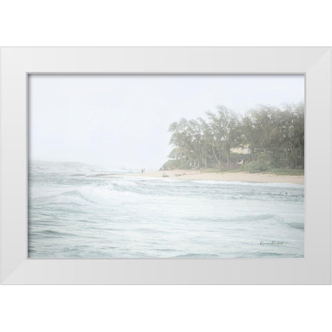Misty Beach Walk White Modern Wood Framed Art Print by Murdock, Ramona