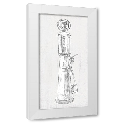 Fuel Station Sketch No. 3 White Modern Wood Framed Art Print by Murdock, Ramona