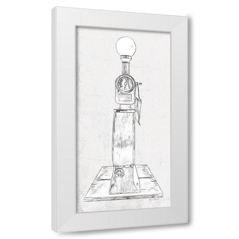 Fuel Station Sketch No. 4 White Modern Wood Framed Art Print by Murdock, Ramona