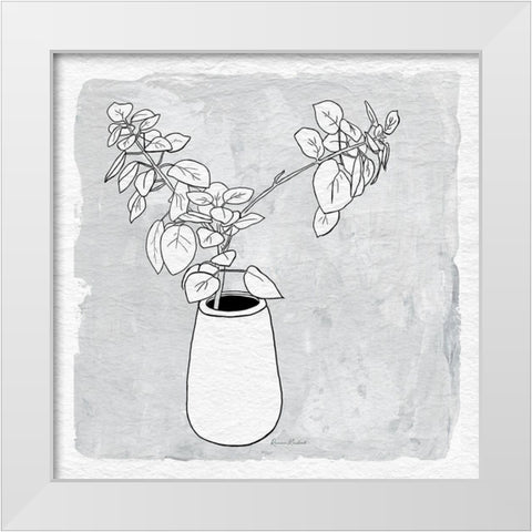 Leafy Branch with Vase White Modern Wood Framed Art Print by Murdock, Ramona