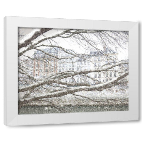 Snow Day in Paris White Modern Wood Framed Art Print by Murdock, Ramona