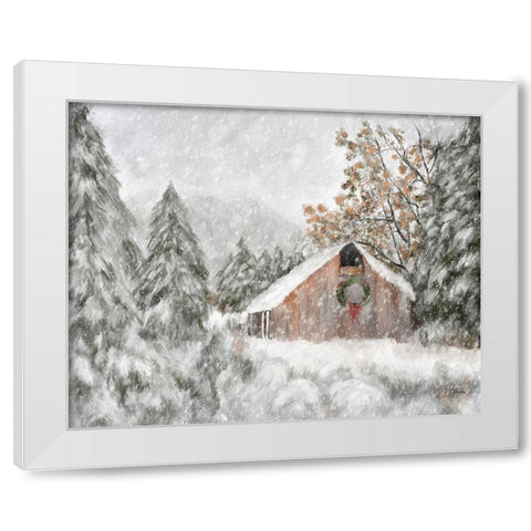 Christmas at the Ranch White Modern Wood Framed Art Print by Murdock, Ramona