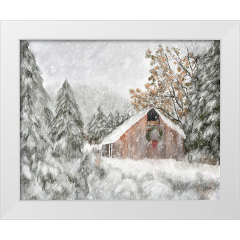 Christmas at the Ranch White Modern Wood Framed Art Print by Murdock, Ramona
