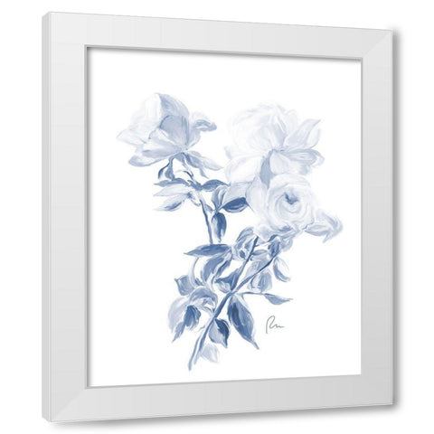 Tres Blue Rose White Modern Wood Framed Art Print by Murdock, Ramona