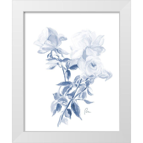 Tres Blue Rose White Modern Wood Framed Art Print by Murdock, Ramona