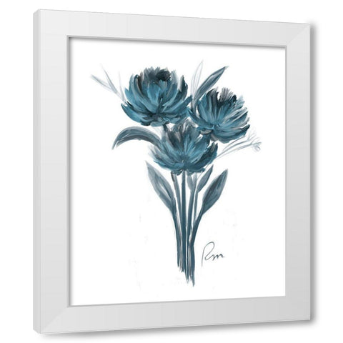 Teal Bouquet I White Modern Wood Framed Art Print by Murdock, Ramona