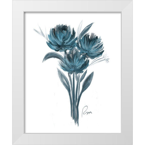 Teal Bouquet I White Modern Wood Framed Art Print by Murdock, Ramona