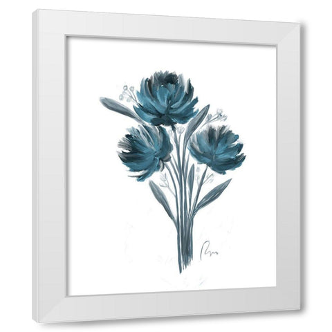Teal Bouquet II White Modern Wood Framed Art Print by Murdock, Ramona