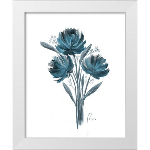 Teal Bouquet II White Modern Wood Framed Art Print by Murdock, Ramona