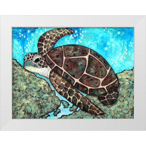 Swimming Along White Modern Wood Framed Art Print by Allemand, Sue