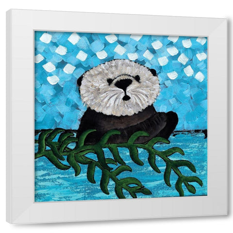 Otter Love I White Modern Wood Framed Art Print by Allemand, Sue