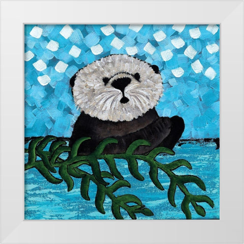 Otter Love I White Modern Wood Framed Art Print by Allemand, Sue