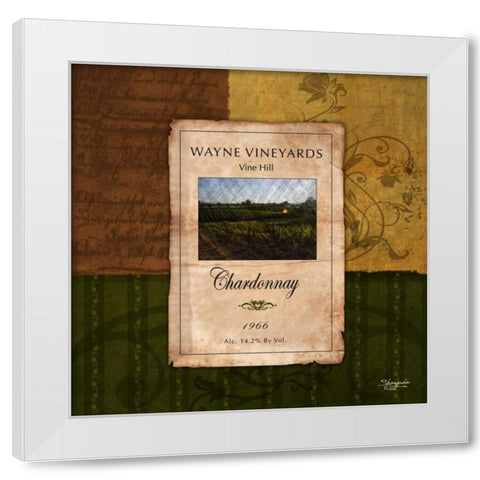 Chardonnay Wine Label White Modern Wood Framed Art Print by Eva, Shawnda