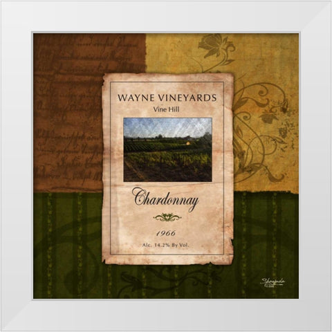 Chardonnay Wine Label White Modern Wood Framed Art Print by Eva, Shawnda
