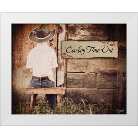 Cowboy Time Out White Modern Wood Framed Art Print by Eva, Shawnda