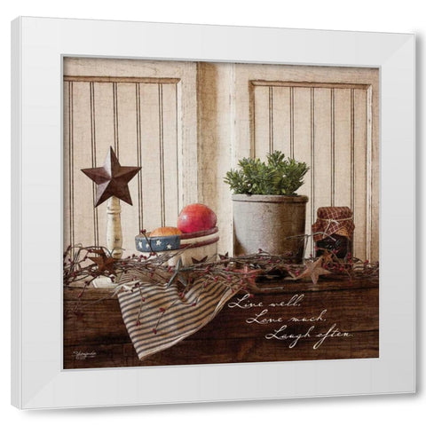 Live Well-Laugh Much White Modern Wood Framed Art Print by Eva, Shawnda