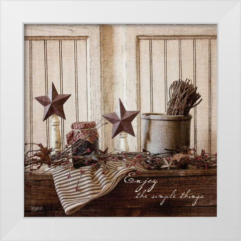 Enjoy the Simple Things White Modern Wood Framed Art Print by Eva, Shawnda