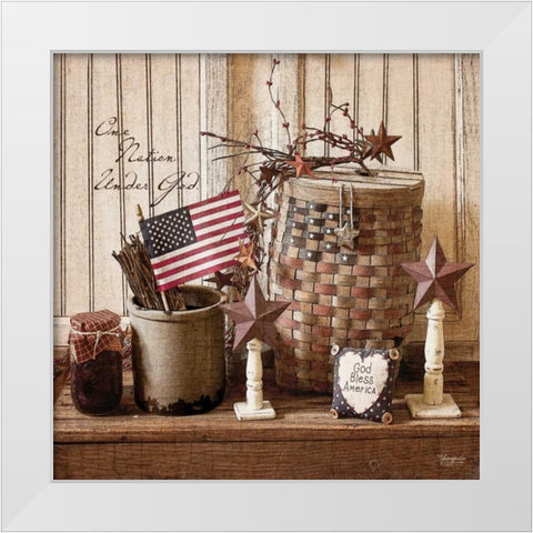 God Bless America White Modern Wood Framed Art Print by Eva, Shawnda