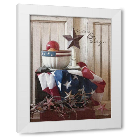 Stars and Stripes White Modern Wood Framed Art Print by Eva, Shawnda
