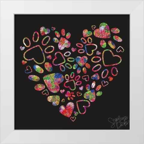 Hearts and Paws White Modern Wood Framed Art Print by Dicks, Stephanie