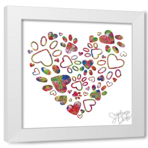 Hearts and Paws II White Modern Wood Framed Art Print by Dicks, Stephanie