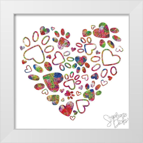 Hearts and Paws II White Modern Wood Framed Art Print by Dicks, Stephanie