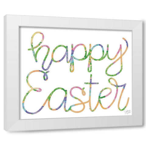Happy Easter White Modern Wood Framed Art Print by Dicks, Stephanie