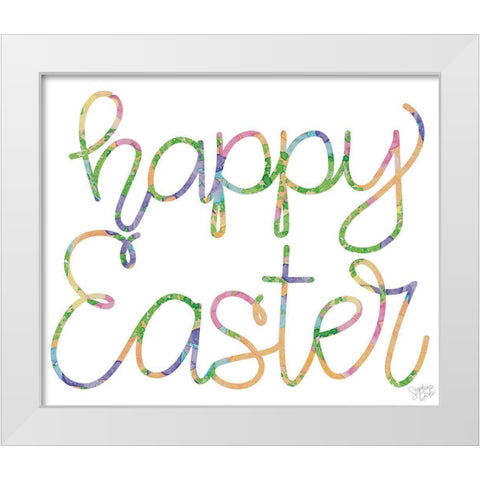 Happy Easter White Modern Wood Framed Art Print by Dicks, Stephanie