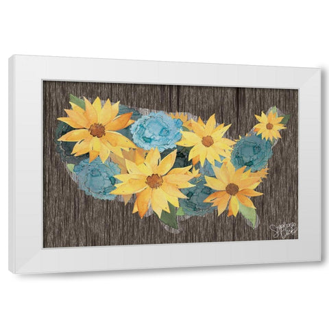 Sunflower Americana White Modern Wood Framed Art Print by Dicks, Stephanie