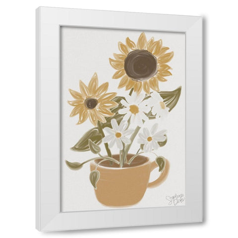 Cafe Floral White Modern Wood Framed Art Print by Dicks, Stephanie