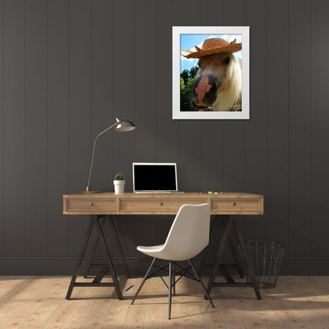 Mini Horse V White Modern Wood Framed Art Print by Dicks, Stephanie
