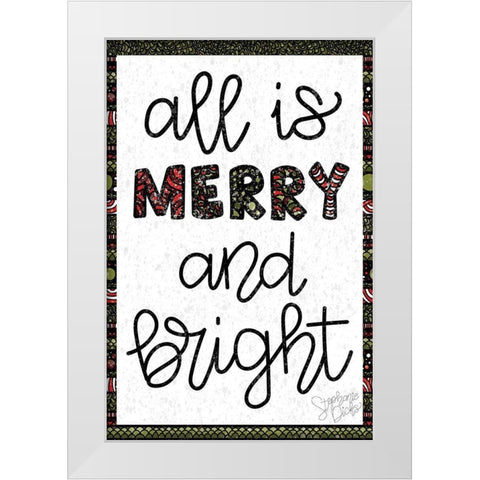 Merry and Bright White Modern Wood Framed Art Print by Dicks, Stephanie