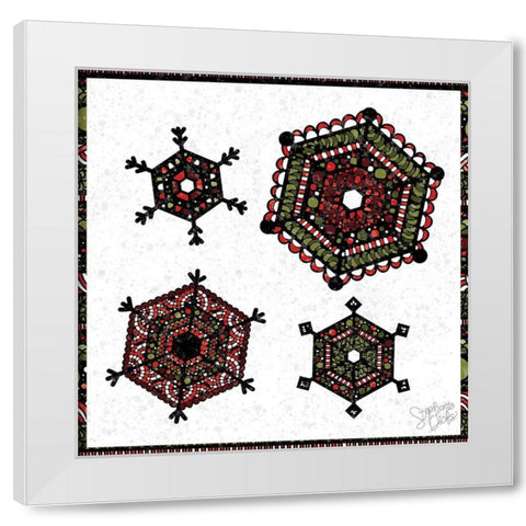 Snowflakes White Modern Wood Framed Art Print by Dicks, Stephanie
