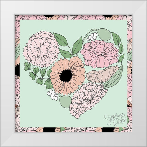 Heart   White Modern Wood Framed Art Print by Dicks, Stephanie