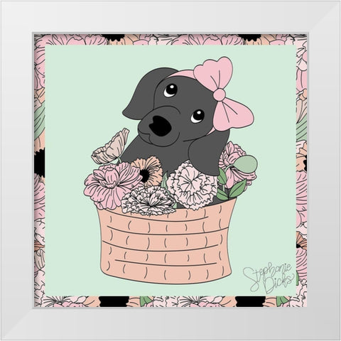 Basket Baby White Modern Wood Framed Art Print by Dicks, Stephanie