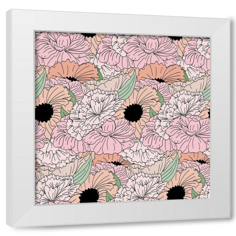 Floral White Modern Wood Framed Art Print by Dicks, Stephanie