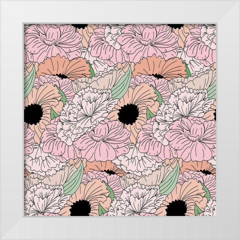 Floral White Modern Wood Framed Art Print by Dicks, Stephanie