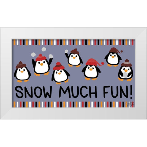 Snow Much Fun! White Modern Wood Framed Art Print by Dicks, Stephanie