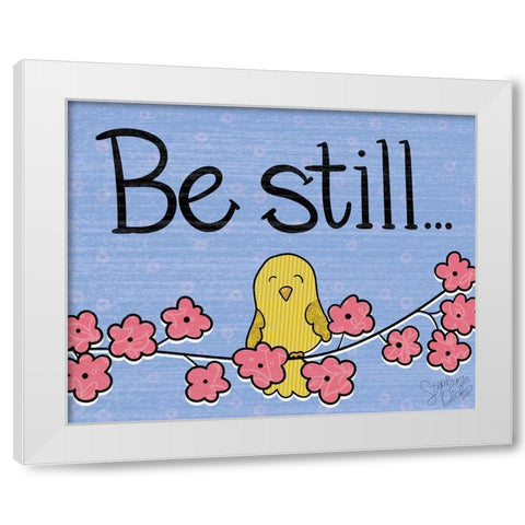 Be Still White Modern Wood Framed Art Print by Dicks, Stephanie