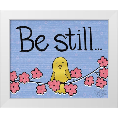 Be Still White Modern Wood Framed Art Print by Dicks, Stephanie