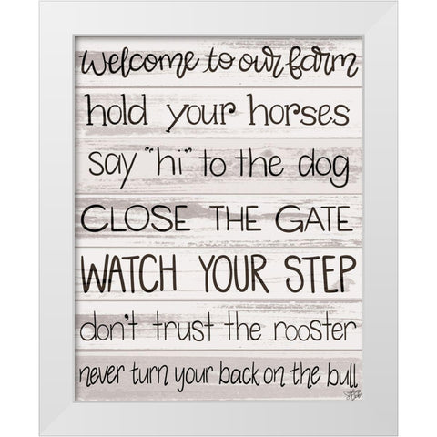 Welcome White Modern Wood Framed Art Print by Dicks, Stephanie