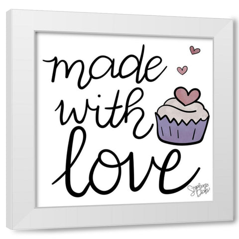 Made With Love White Modern Wood Framed Art Print by Dicks, Stephanie