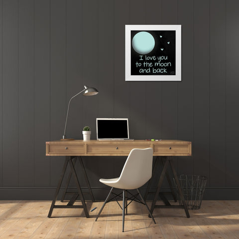 To the Moon White Modern Wood Framed Art Print by Dicks, Stephanie