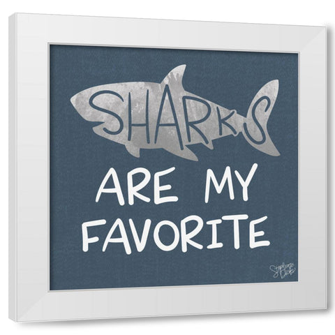 Favorite Sharks White Modern Wood Framed Art Print by Dicks, Stephanie