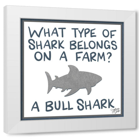 Bull Shark White Modern Wood Framed Art Print by Dicks, Stephanie