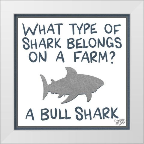 Bull Shark White Modern Wood Framed Art Print by Dicks, Stephanie