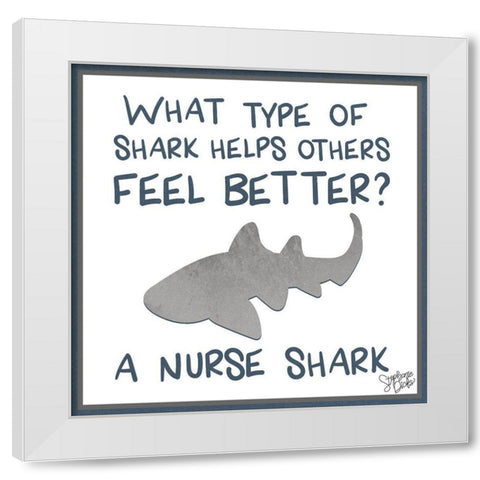 Nurse Shark White Modern Wood Framed Art Print by Dicks, Stephanie